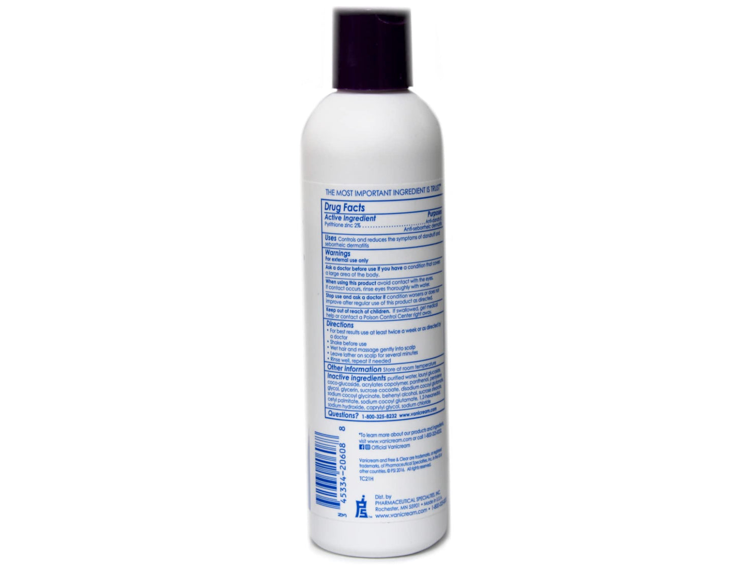 Vanicream Medicated Anti-Dandruff Shampoo, 8 fl oz Each (Pack of 2)