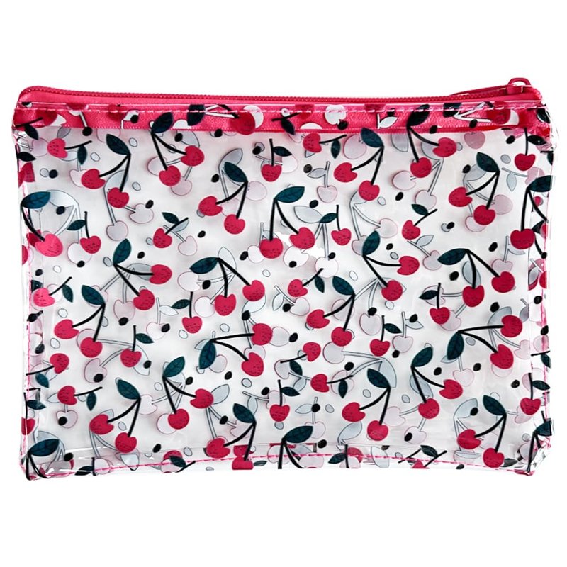 TotePrint 6PCS Patterned Zipper Pouch with Cherry Print, Portable Mini Coin Purse, Clear Bag, Small Storage Bag Measuring 8.27 x 5.9 inches (Cherry printing-6pcs)