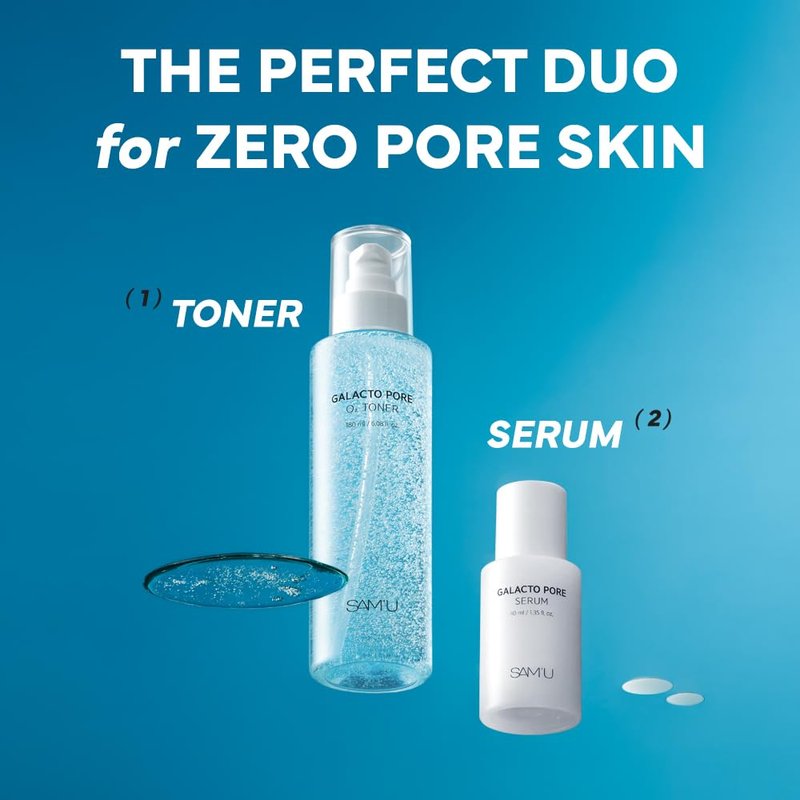SAM'U Galacto Pore Serum – Pore Minimizing Facial Serum with Galactomyces For Glass Skin – Korean Skin Care, Tightening & Hydrating with AHA, PHA, BHA, Suitable for Acne-Prone Skin – 1.35 Fl. Oz