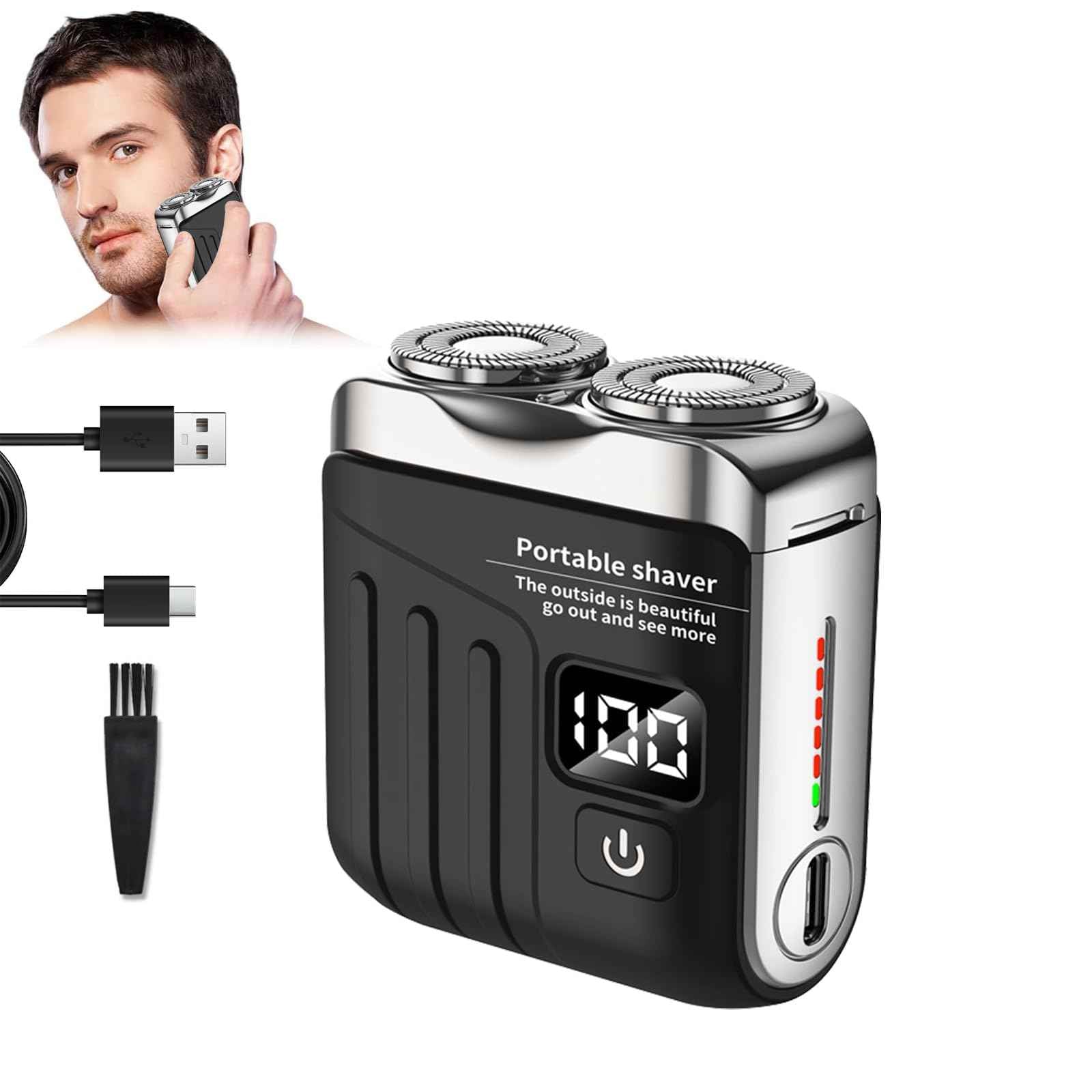 KUIRUNRX® Beard Shaver Mini, Mini Portable Electric Shaver, Cordless Travel Shavers, Removable Blades for Wet and Dry use, Suitable for Travelling at Home (Black)