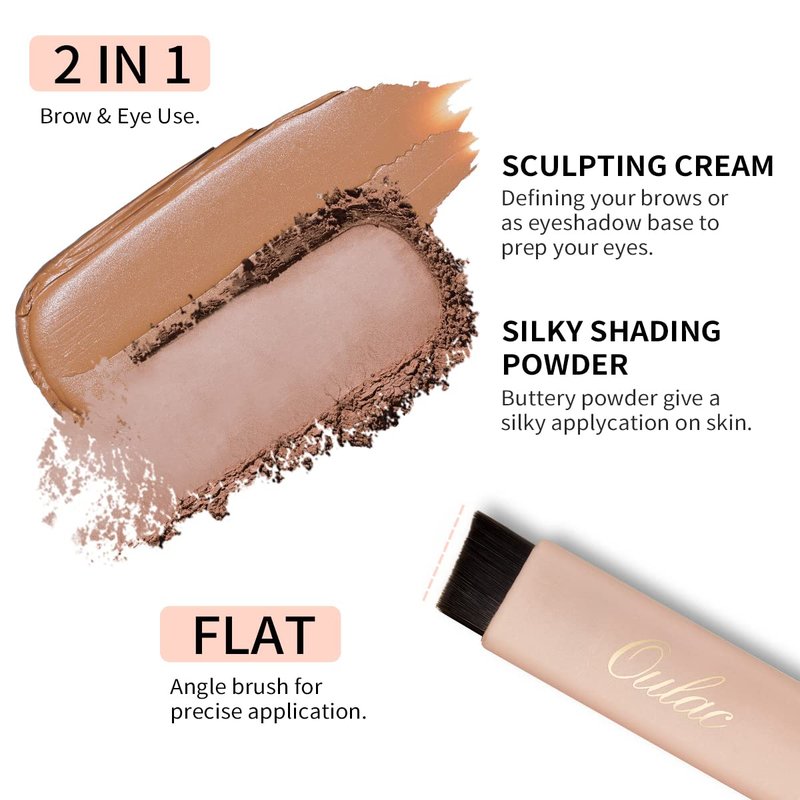 Waterproof Brown Eyebrow Powder Kit - Long-Lasting Pomade & Brush for Sparse Brows | 3.2 g/0.11 oz (Ginger)