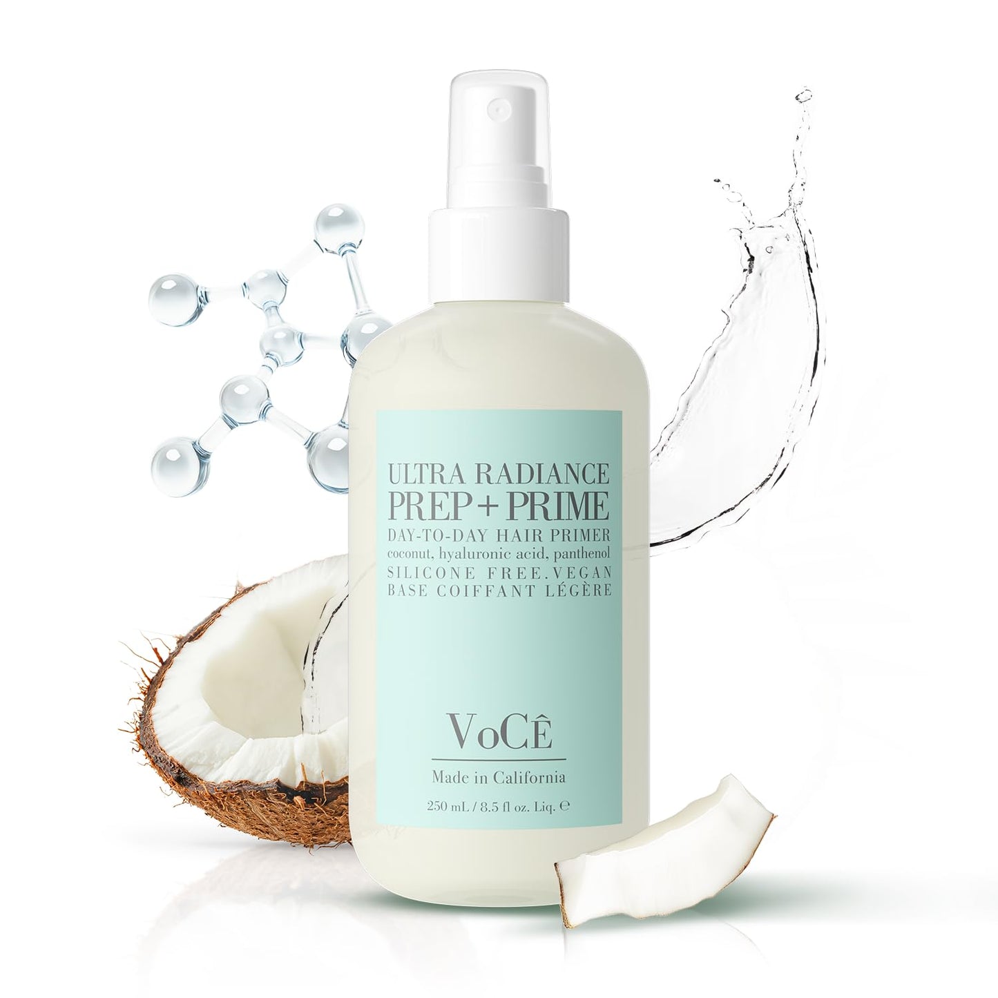 Vegan Hair Prep & Prime Spray - Shine, Style Retention & Heat Protection | Anti-Frizz, Nourishing Formula (8.5oz | 250ml)