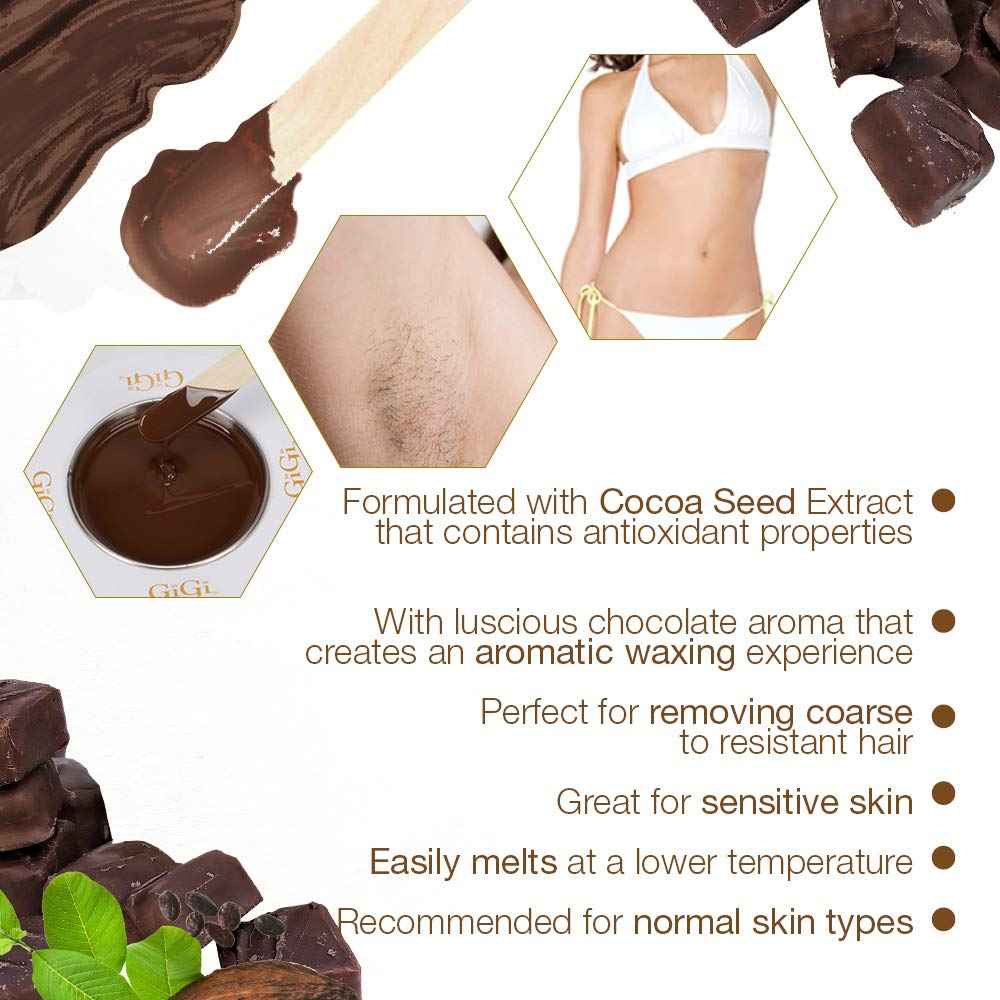 GiGi Milk Chocolate Crème Hair Removal Wax - Soft Wax for Coarse Hair, with Cocoa Seed Extract, Waxing Formula for Face, Body & Sensitive Skin, 14 oz