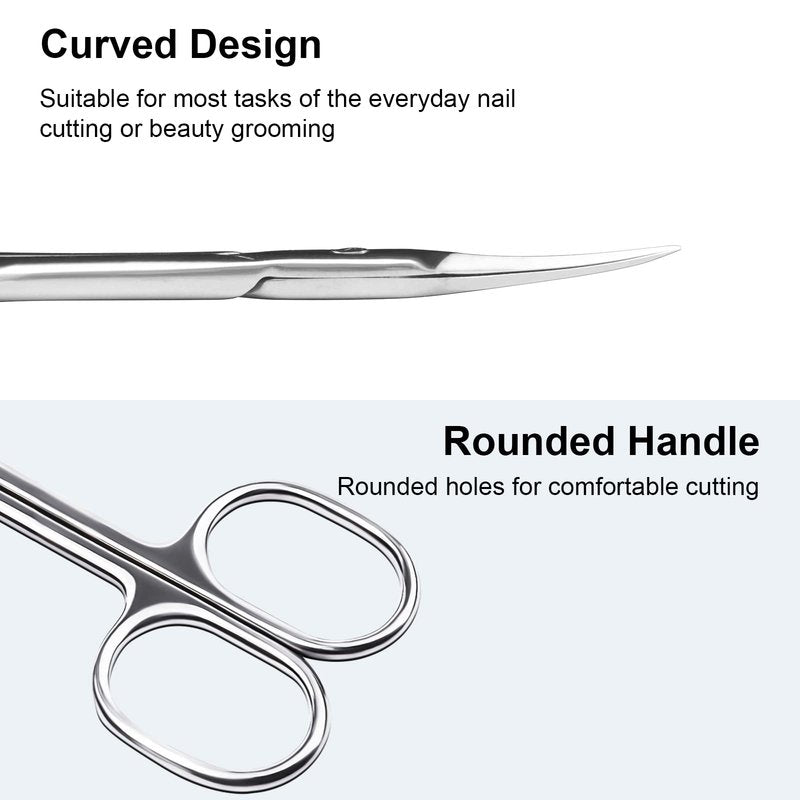 CGBE Manicure Scissors, Extra Fine Eyebrow Scissors for Grooming, Curved Blade Nail Scissors Precise Pointed Tip Grooming Kit for Eyebrow, Eyelash, Trim Nail and Dry Skin