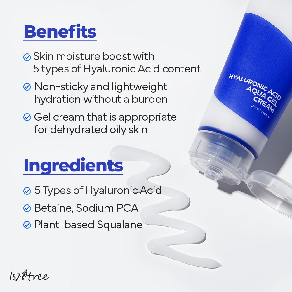 IsNtree Hyaluronic Acid Aqua Gel Cream & Daily Sun Gel Set | Hydrating Skincare Duo, 100ml + 50ml