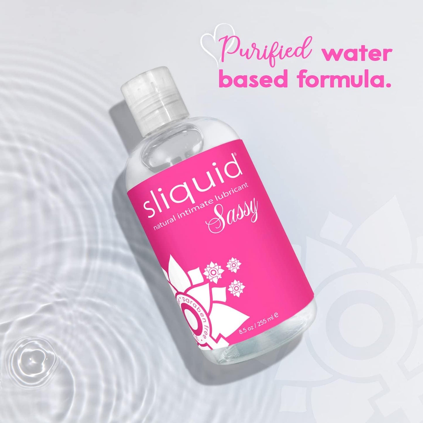Sliquid Sassy Water-Based Lube - Thick, Long-Lasting Gel, Natural Lube for Women/Men/Couples, Unscented, 8.5 Fl Oz (2 Pack)