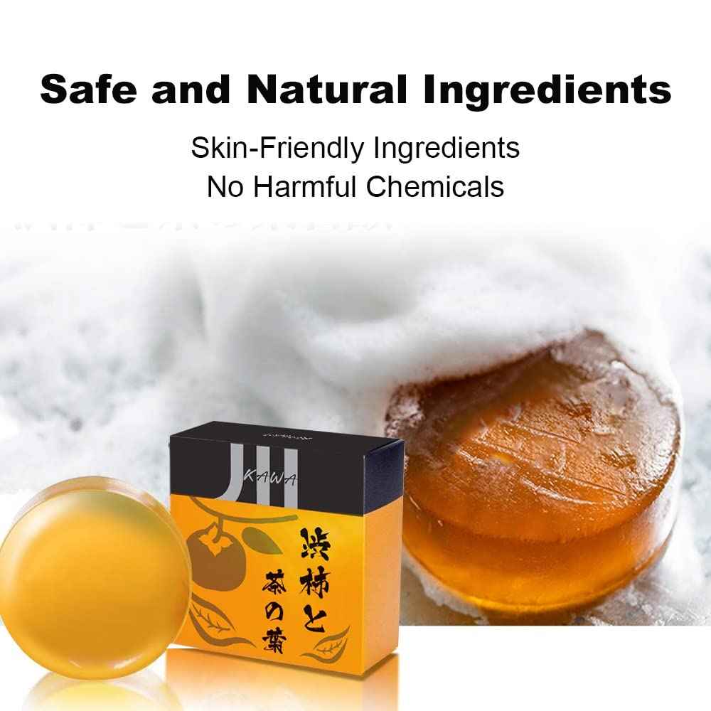 KAWA Anti-Aging Odor Soap with Japanese Persimmon & Green Tea Extract | Removes Body Odor Due to Hormonal Imbalance | 100g (3.5oz) Made in Japan