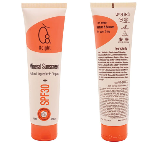 Oeight Mineral Sunscreen for Babies and Children, Baby Sunscreen Lotion Family Sun Protection with Mineral Shield Kids Dermatologist Recommended SPF for Natural UV Protection, Made in Israel
