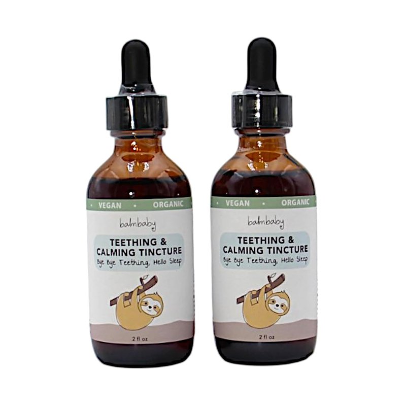 Natural Baby Teething Tincture | Organic Calming Drops for Gums - Vegan Glass Bottle (2-Pack)
