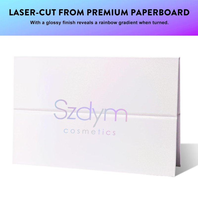 Large Empty Magnetic Palette, Portable Style Standable Case, White Holographic Cardboard Magnetic Palette, Holds 60pcs 26mm Round or Square Makeup Pans, Strong Magnet DIY Organizer