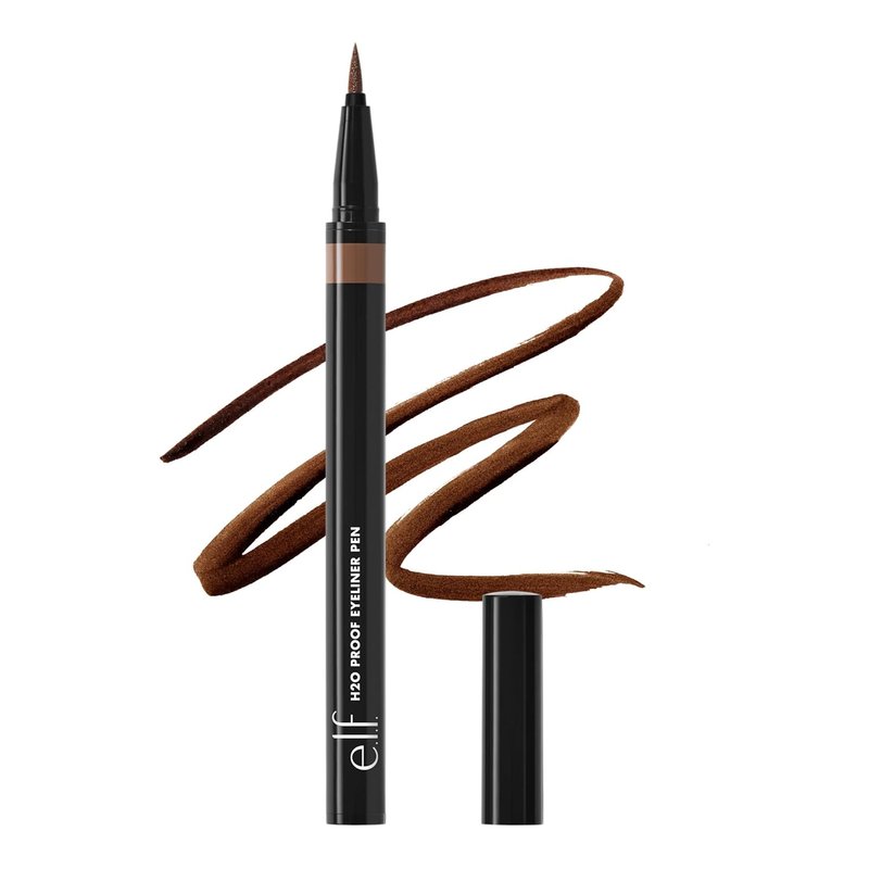 e.l.f. H2O Proof Eyeliner Pen - Waterproof, Long-Lasting Felt Tip Liner for Bold Looks | Deep Brown, Vegan & Cruelty-Free