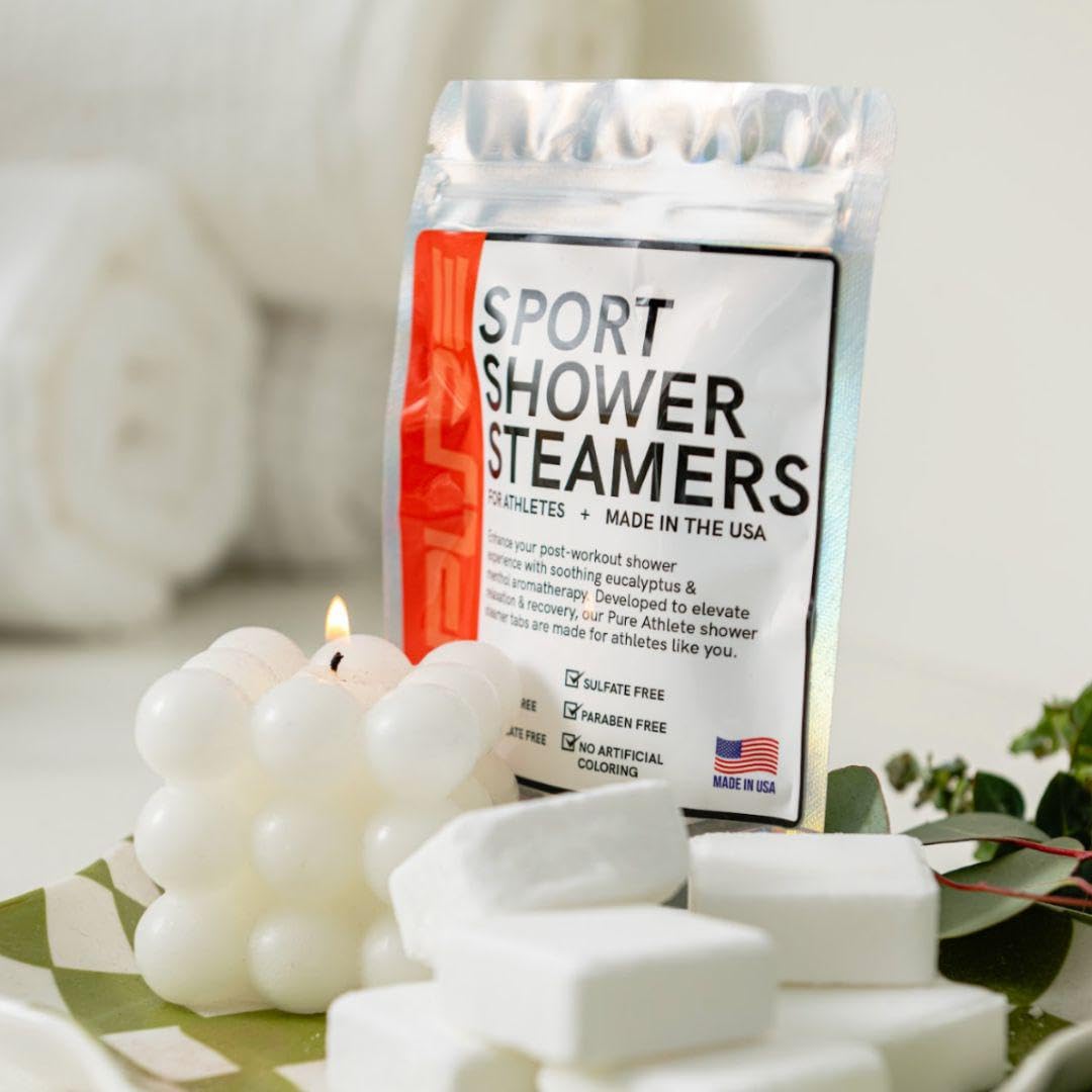 Sport Shower Steamers - USA Made with Natural Eucalyptus Essential Oil, Aromatherapy, Stress and Sinus Relief, Muscle Recovery for Athletes, Best Birthday Presents and Summer Gifts for Runners