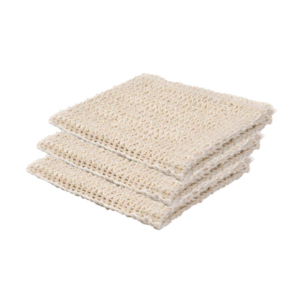 Sisal Exfoliating Washcloths | Eco-Friendly 100% Renewable Fiber Body Scrubber - 3 Pack