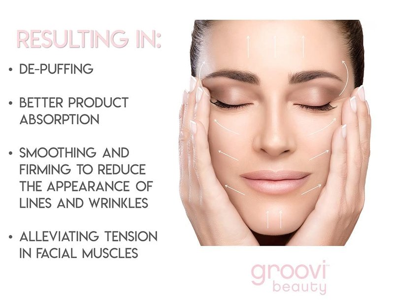 GROOVI BEAUTY Face Roller Massaging Stones Uplift Skin, Promote Lymphatic draining, Reduces fine Lines & Wrinkles, de-Puffs the Skin & Reduces Facial Muscle Tension | No Batteries