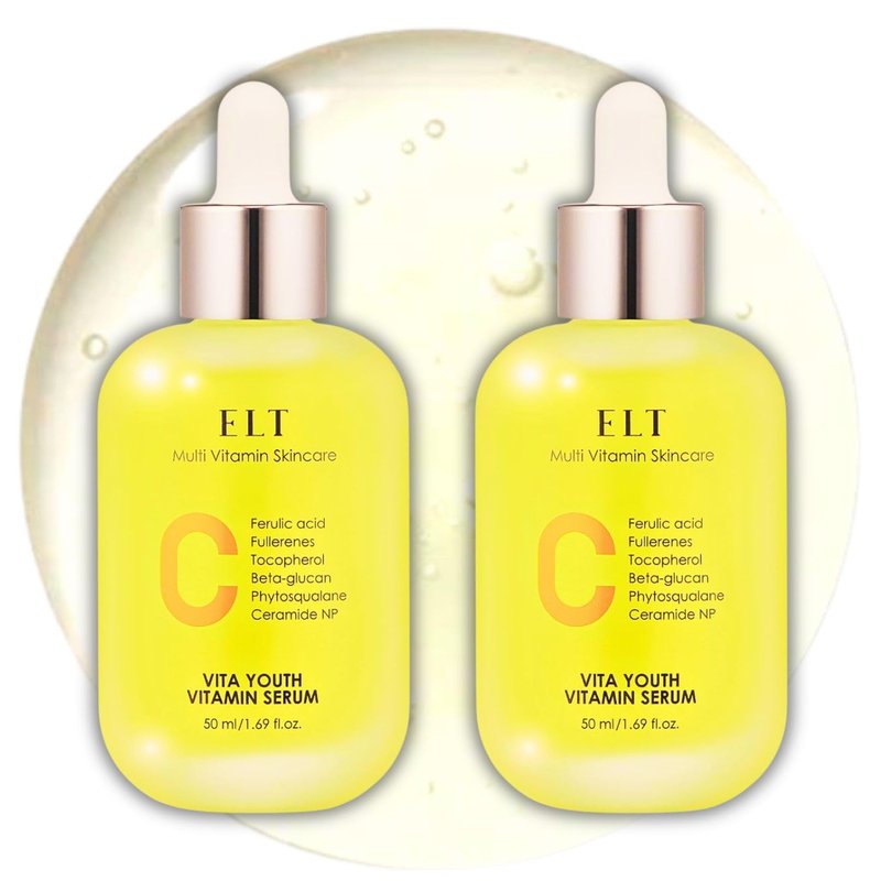 ELT Vita Youth Vitamin C Serum 1.69fl.oz.(50ml) Ultra Hydration Serum Korean Glass Skin Korean Skincare (Pack of 2) Eltcosmetics