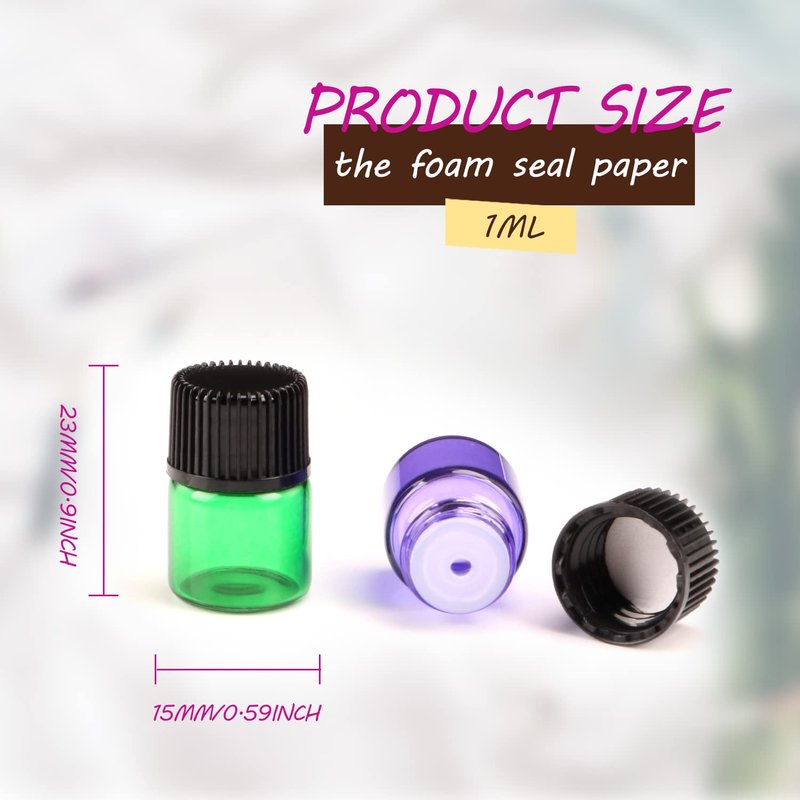 Wresty 1ml(1/4 Dram) Gift Package Glass Vial Mixcolor Essential Oils Bottles Mini Glass Bottles Sample Vials With Label And Droppers (100-Pack)