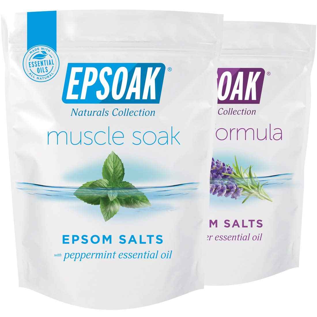 Epsoak Scented Epsom Salt Bundle - Sleep Formula 2 lbs. & Muscle Soak 2 lbs.