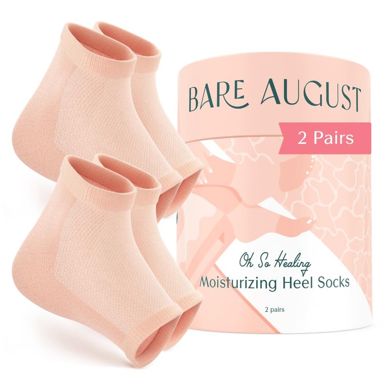 Moisturizing Gel Socks for Dry Cracked Heels - Soft Heel Repair Overnight Comfort | 2 Pairs