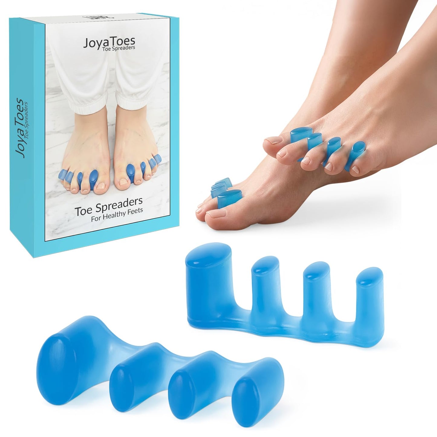 Toe Separators for Yoga & Foot Recovery - Soft Gel Spacers | Small Blue, 1 Pair, Reusable & Washable