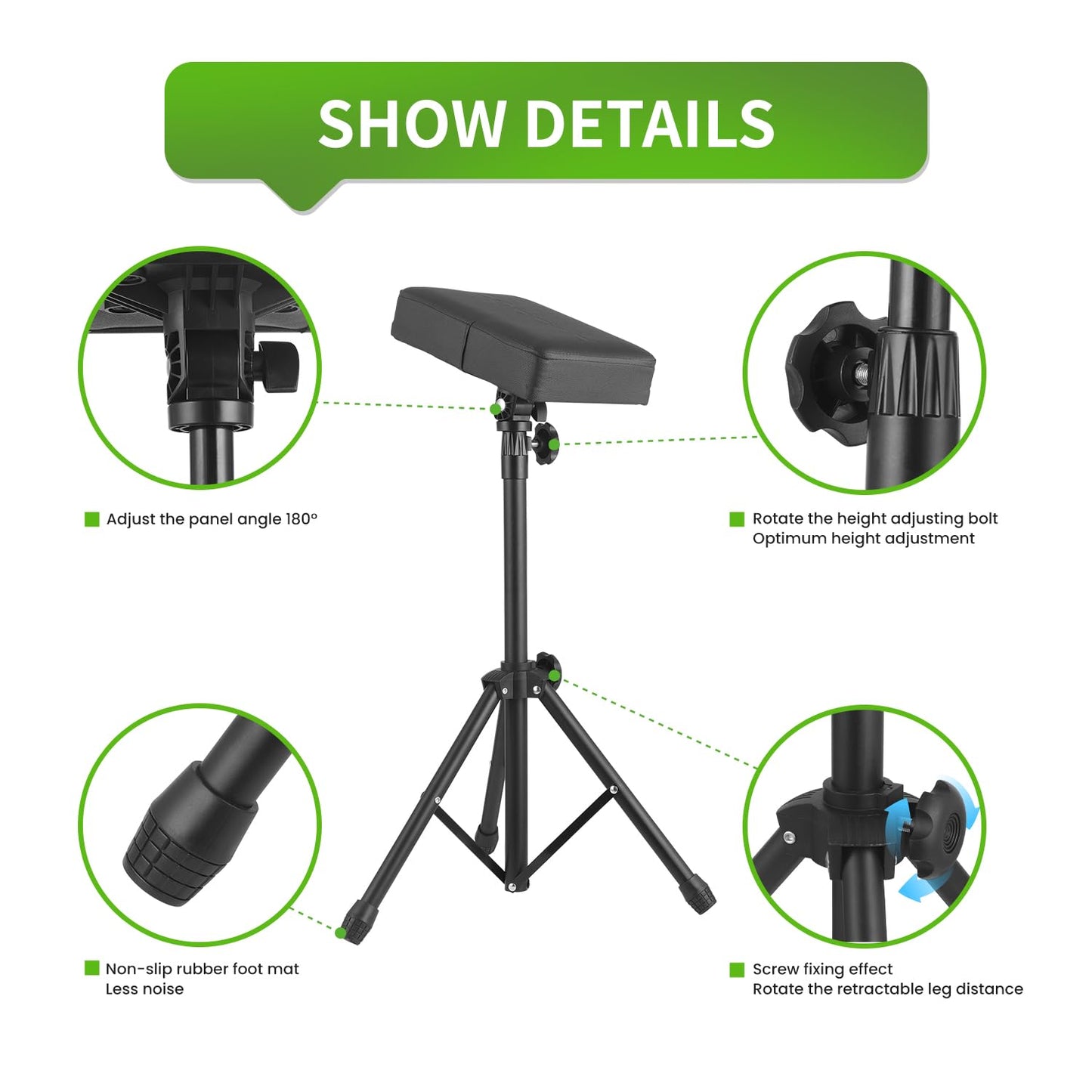 Bambooshoot Tattoo Armrest Stand Tripod, Tattoo Adjustable Armrest Portable Tattoo Arm Rest, Durable Tattoo Arm Rest Tripod, Adjustable Height and Tilt, For Studio Salon Tattoo Supplies