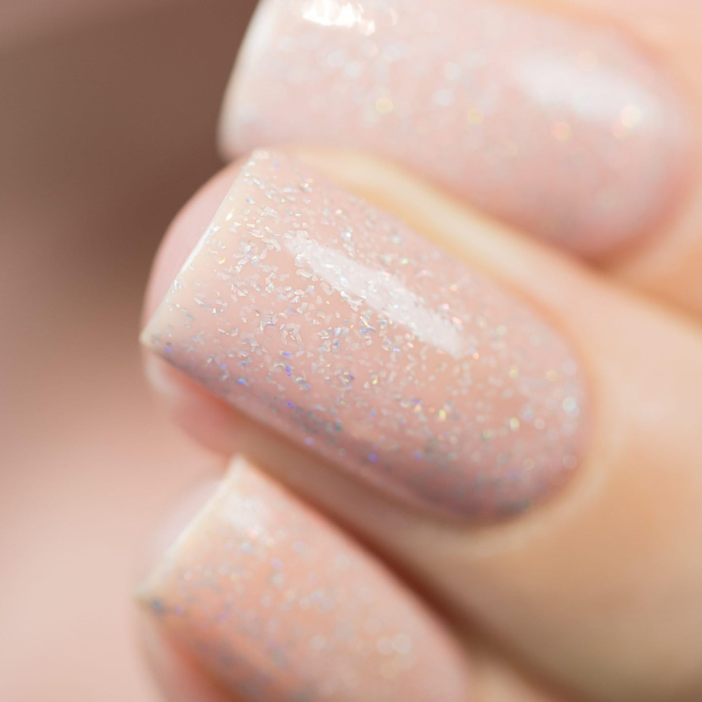 ILNP Birthday Suit - Cashmere Pink Holographic Nail Polish, Sparkly Neutral Nude, Chip Resistant Manicure, Non-Toxic, Vegan, Cruelty Free, Non-Gel