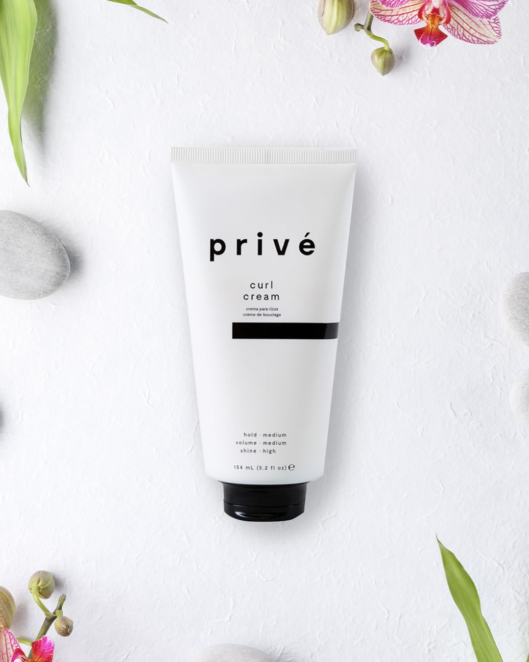 Prive Curl Cream for Curly Hair - Frizz Control and Curl Defining Cream with Bamboo, Green Tea and Baobab - Medium Hold Moisturizing Styling Cream - Silicone Free, Vegan - 5.9 oz