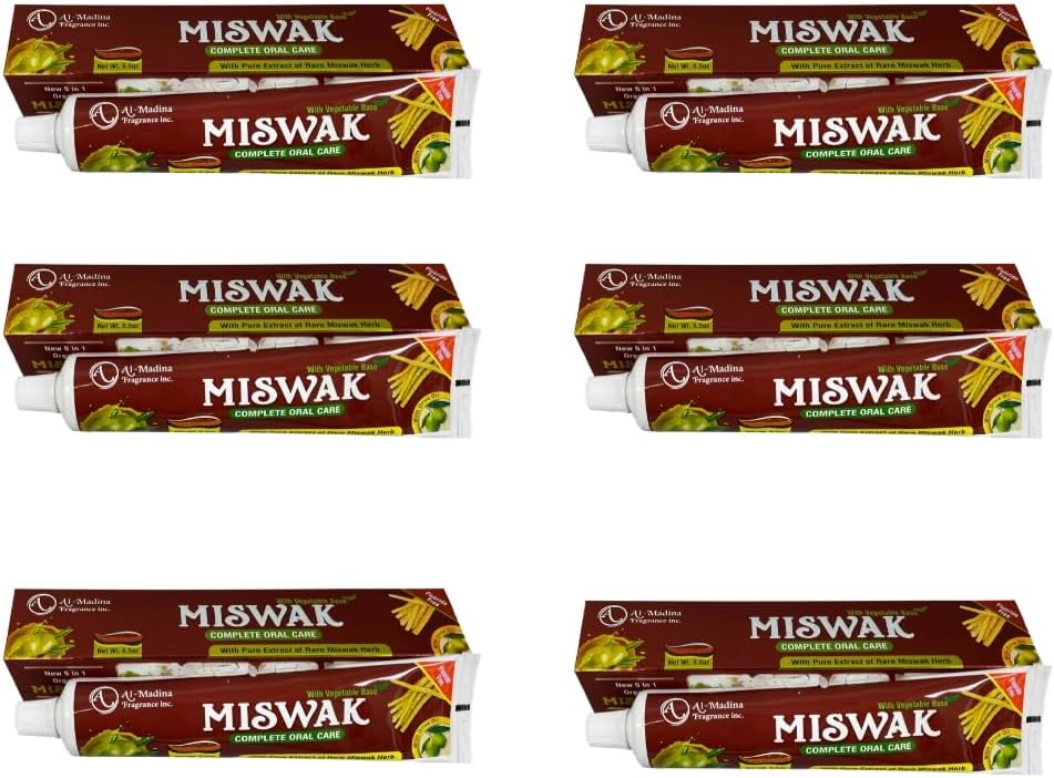 Organic Miswak Moringa Toothpaste - 10-in-1 Herbal Formula | Fluoride-Free, 7.05 oz, Clove & Myrrh