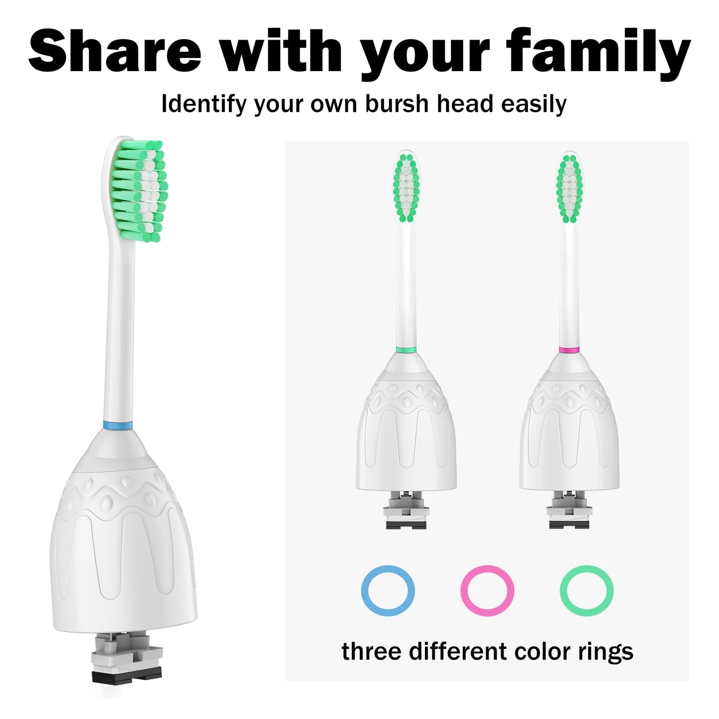 Toothbrush Heads for Philips Sonicare Replacement Brush Heads Fit E-Series Essence Xtreme Elite Advance and CleanCare, 6 Pack, HAPPYMOMO
