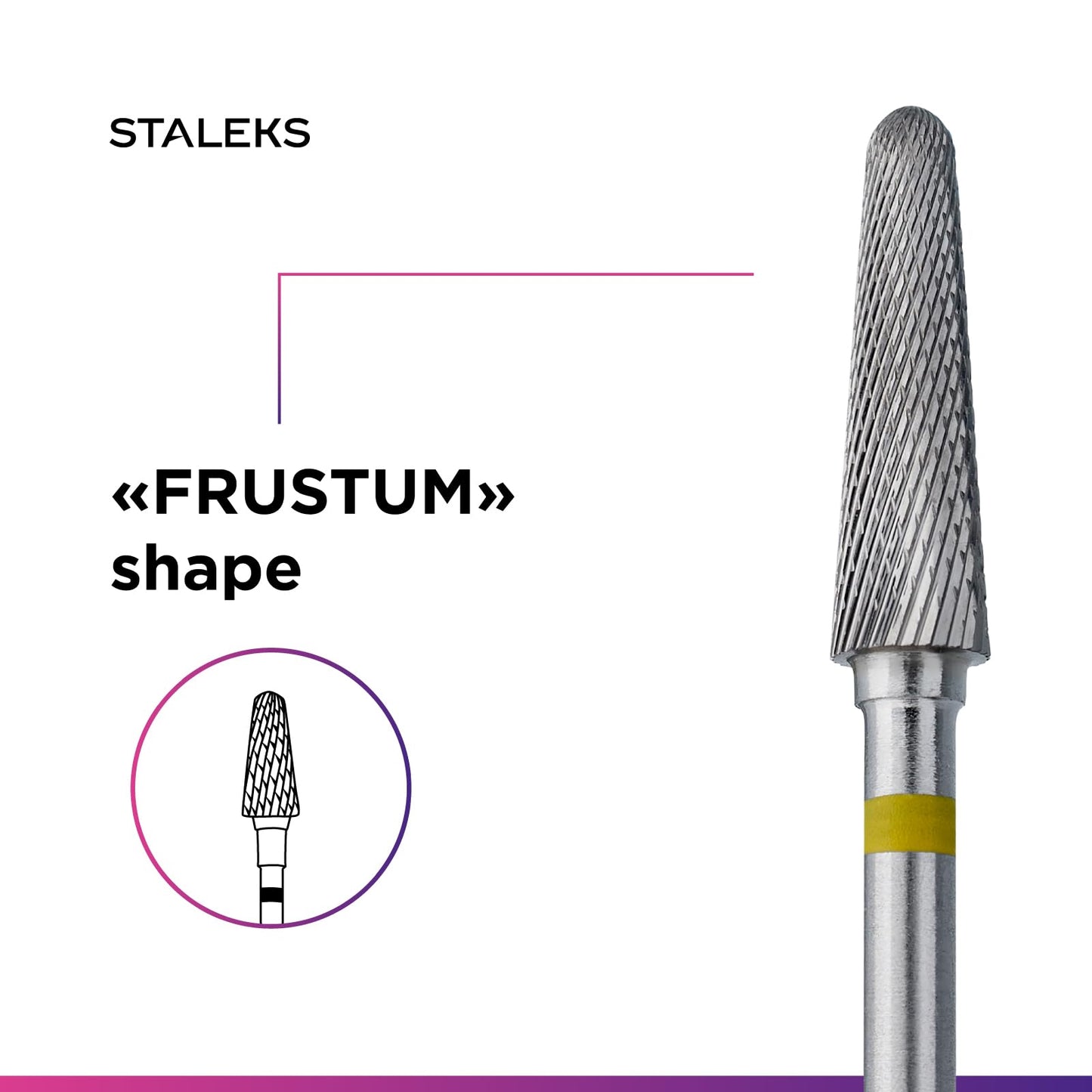 STALEKS PRO Expert Carbide Nail Drill Bit (Frustum, Yellow, 4mm Head / 13mm WP) – Very Soft Hardness for Delicate Artificial Nail & Skin Processing in Hardware Manicure/Pedicure