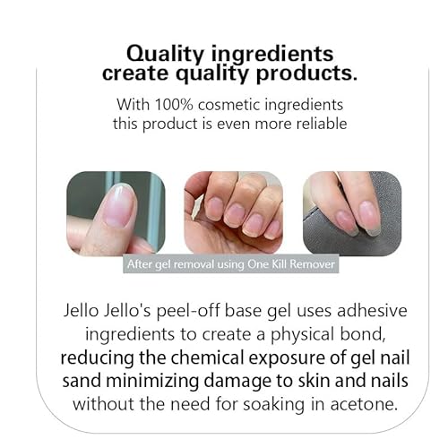 Peel Off Base Coat for Gel Nail Polish, 10ml Jello Jello peel-off base gel, UV LED Lamp Nail Polish without Damage, Long Lasting Peelable Base for Beginners Weak Thin Nails