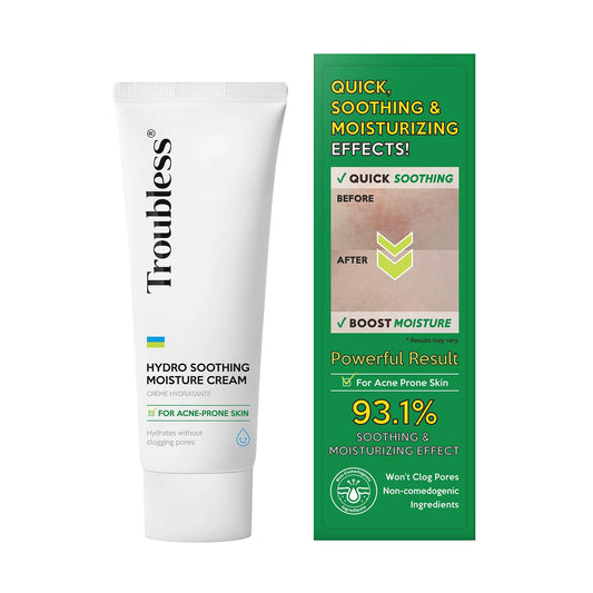 Troubless Hydro Soothing Moisture Cream - Deep Hydration & Skin Barrier Cream for Face w/ 10,000 ppm Panthenol & Tea Tree 4-Terpineol - Soothing & Non-Greasy Face Moisturizer (2.36 fl oz)