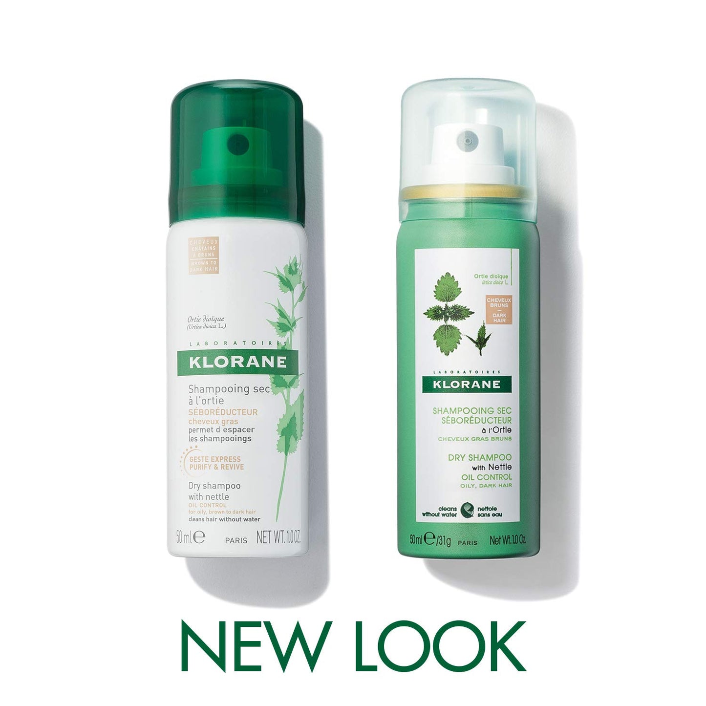 Klorane Dry Shampoo With Nettle and Natural Tint, Nettle for Brunette, Oily Hair and Scalp, Regulates Oil Production, Paraben & Sulfate-Free, Travel Size 1 Fl oz.