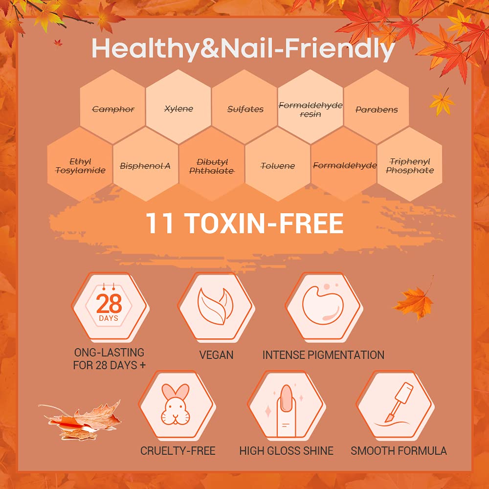 modelones Gel Nail Polish Set, 12 Colors Nude Brown Gel Polish Yellow Pumpkin Orange Sage Green Blue Wine Dark Red Nail Gel Polish Set Soak OFF LED Nail Art Gel Nail Gift Salon DIY