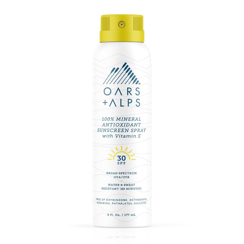Oars + Alps Mineral Sunscreen Spray for Body, Water & Sweat Resistant, Infused with Vitamin E & Antioxidants, All Skin Types, Lightweight, Hydrating, SPF 30, 6oz