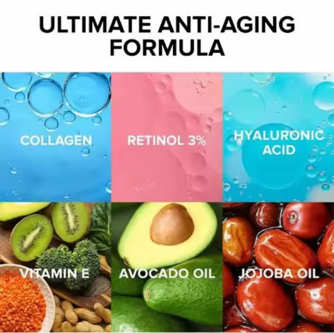 Collagen Retinol Hyaluronic Acid Cream - Anti-Wrinkle Hydrating Face & Neck Solution | 1.85 Fl. Oz.