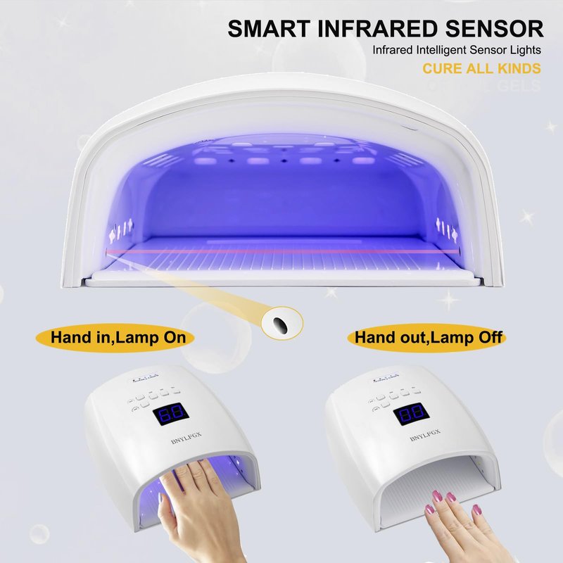 UV Light for Nails, BNYLFGX Cordless UV Nail Lamp for Gel Nails 66W, Rechargeable LED Nail Dryer with 5 Timer Setting Auto Sensor Fast Nail Light Curing Lamp for Salon & Home, Pink