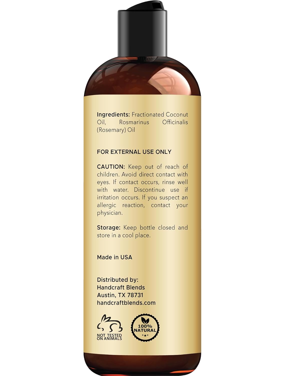 Handcraft Blends Fractionated Coconut Oil - 8 Fl Oz - 100% Pure and Natural - Premium Grade Carrier Oil for Skin and Hair - Hair and Body - Massage