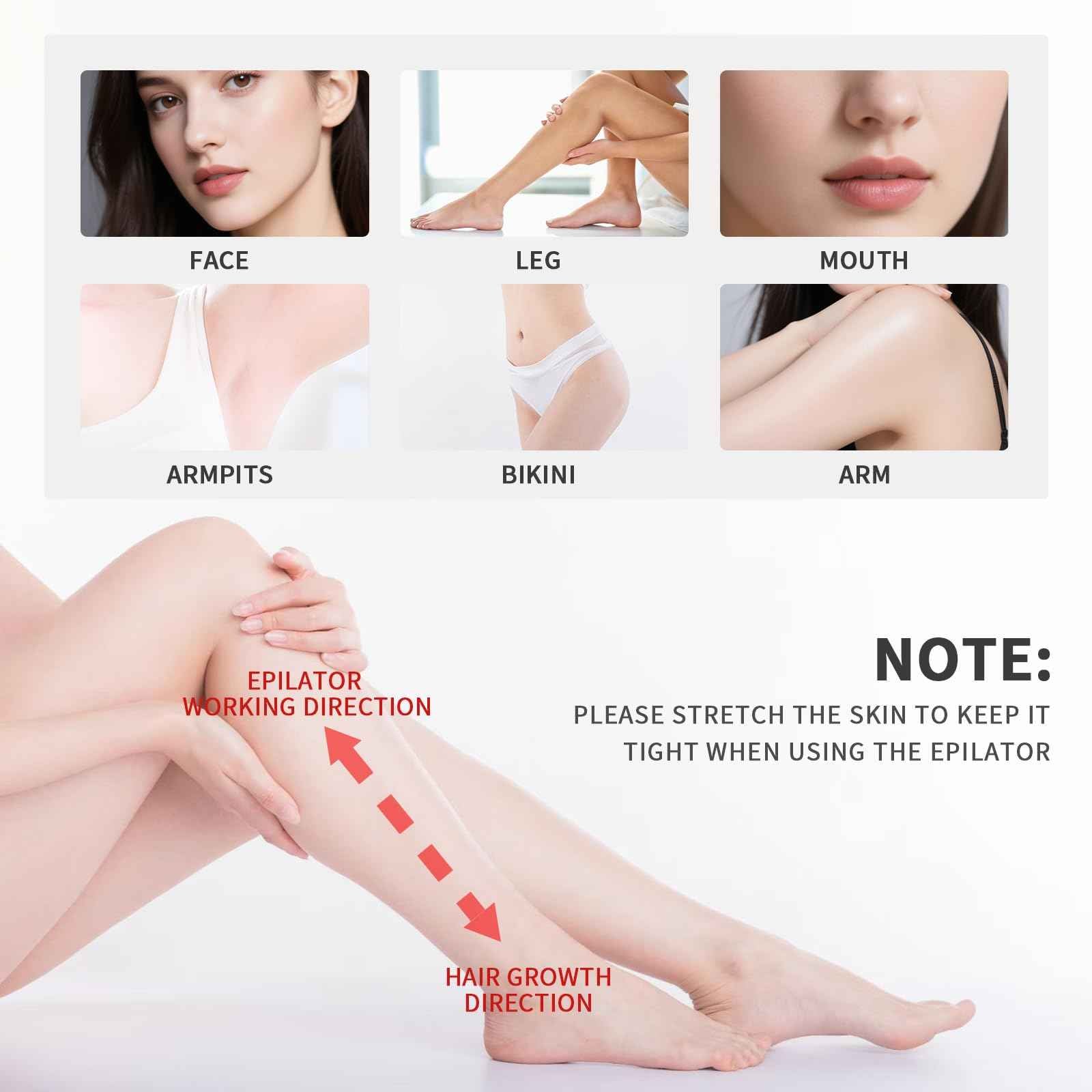 Epilators Hair Removal for Women, Glabrouse Skin Epilator for Face, Smooth Glide for Women Facial Hair, Hair Rmoval for Face Bikini Arm Area Legs Underarm