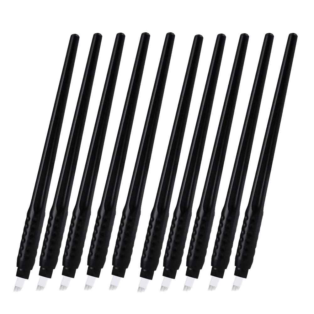ALIWOD Disposable Manual Microblades Pen,12 Pin,12F,10 Pack, 0.25mm (12 sloped Needles) For Eyebrow Lip Makeup Microblading Supplies (Disposable Pen-12 sloped Needles)