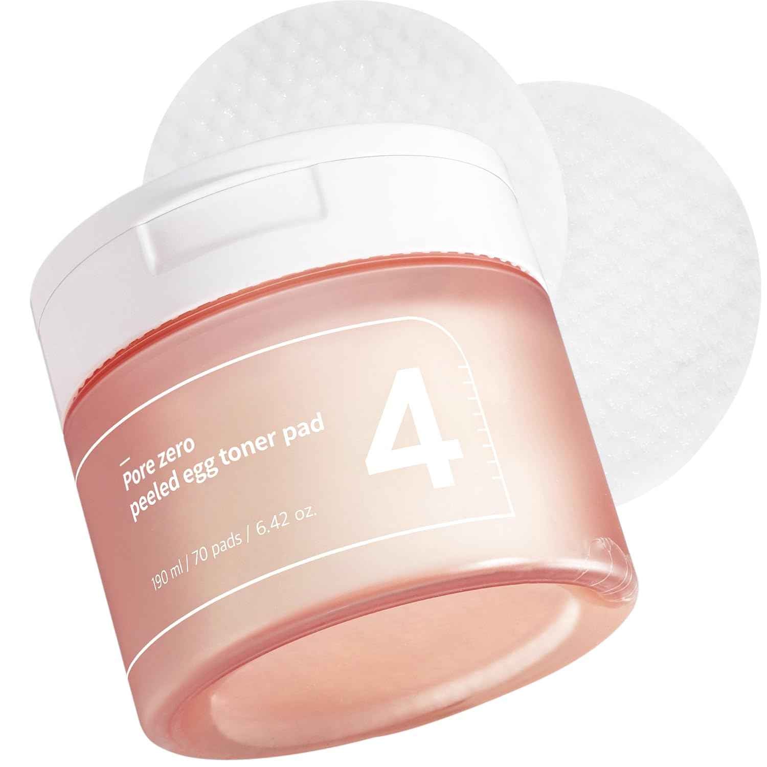 numbuzin No.4 Toner Pads | Pore Zero Peeled Egg Toner Pad | Gentle Exfoliator, PHA, LHA, Makeup Skin Prep, Panthenol | Korean Skincare for Face | 70 Pads/6.42 fl. oz.