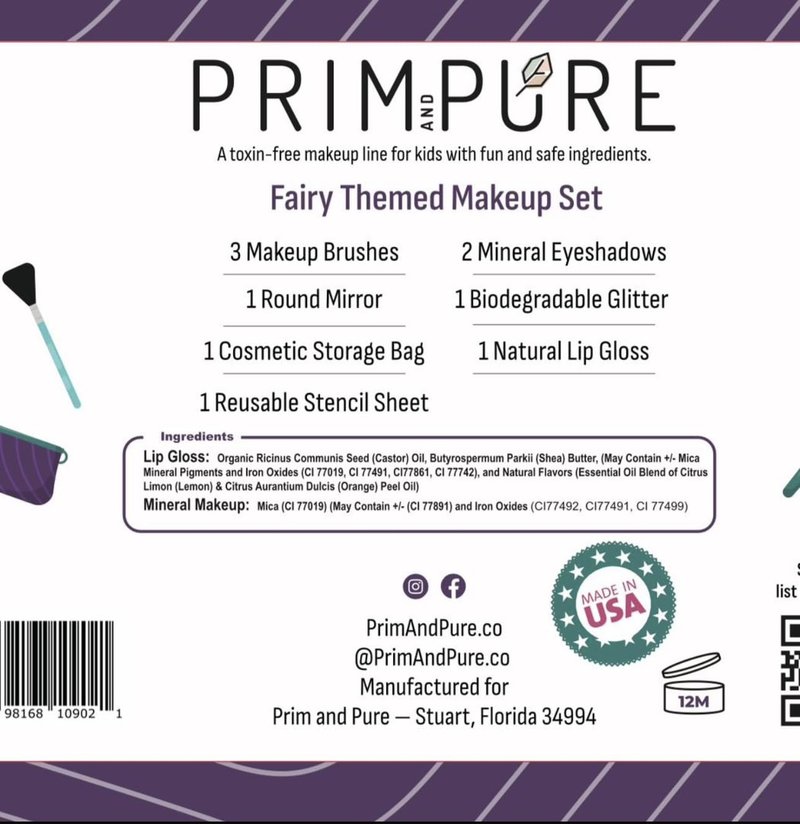 Kids Makeup Gift Set - Bioglitter Eyeshadow, Lip Gloss & Accessories | Fairy Purple