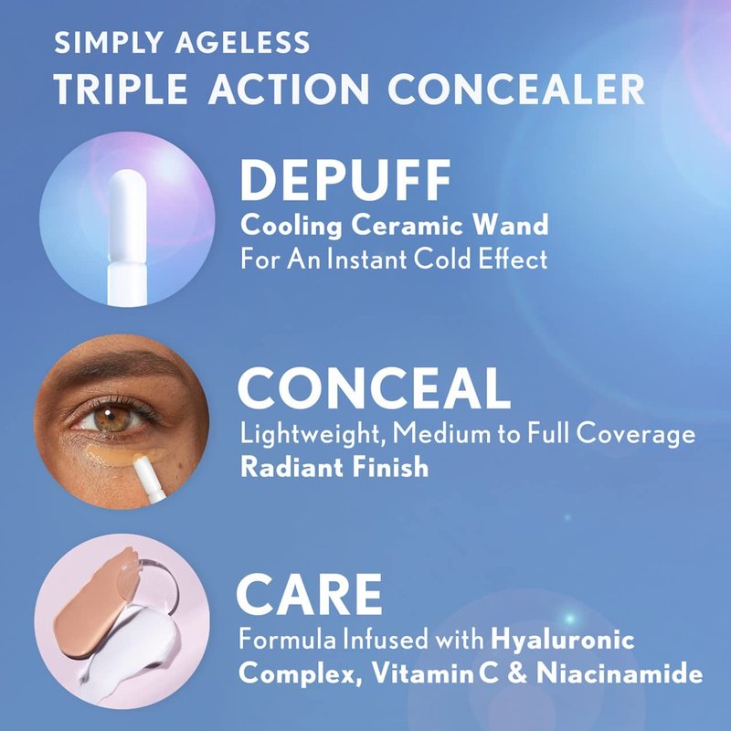 Simply Ageless Triple Action Concealer - Ivory | Pack of 2 for Flawless Coverage