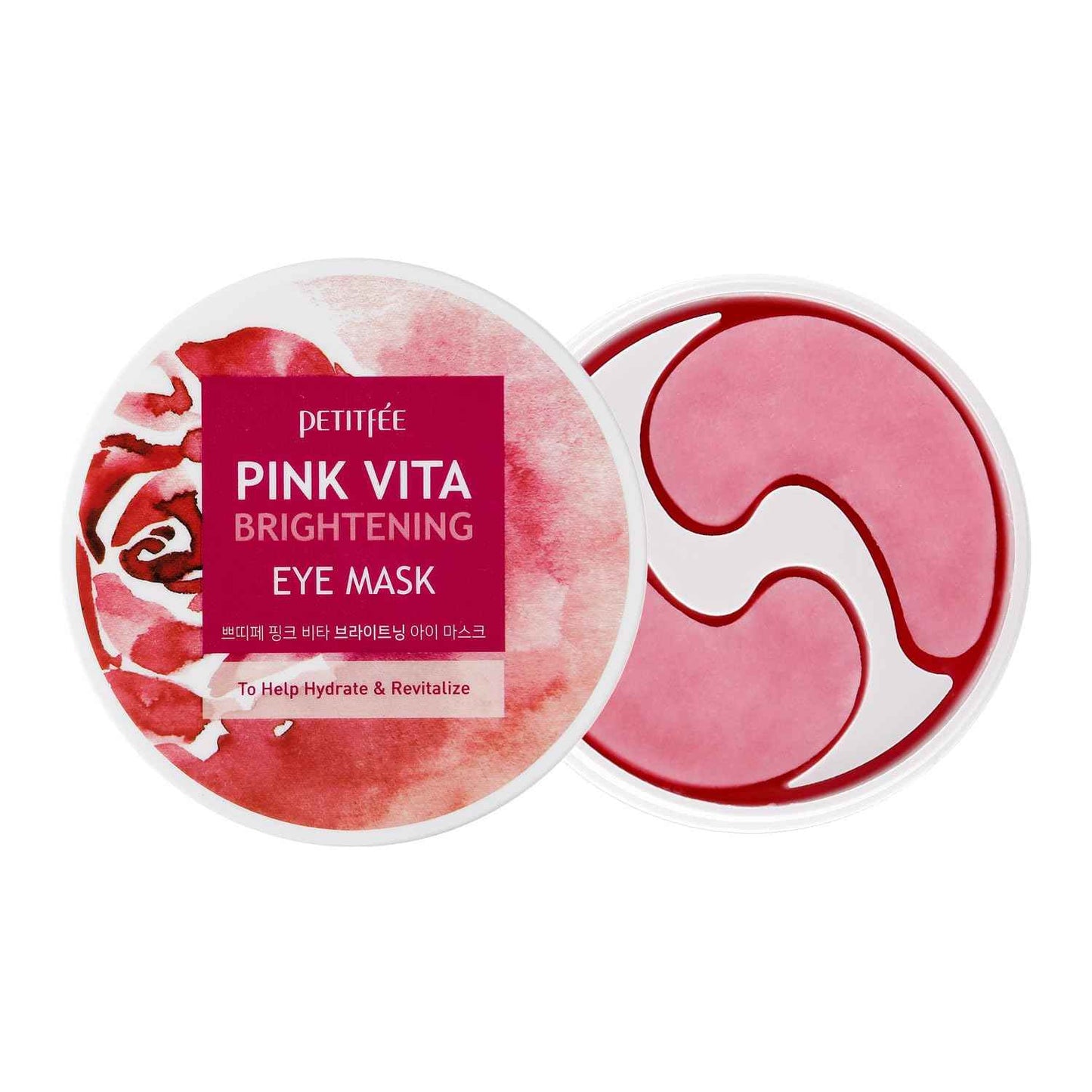 Pink Vita Brightening Eye Mask 60 Pieces (30pairs) - Rose and Vitamin B Eye Patch, Soft Bamboo Sheet Mask, Evens Skin Tone, Rose Extract, Vitamin Tree Extract, Radish Extract, Beet Root Extract