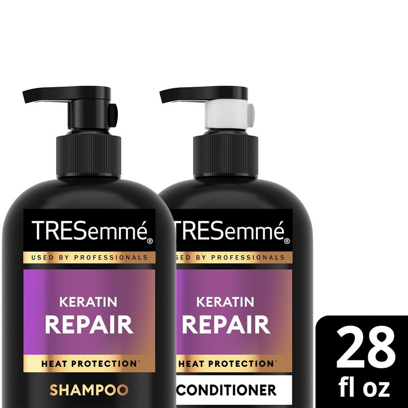 TRESemmé Shampoo and Conditioner, Keratin Repair – Bond Repair Hair Treatment, Frizz Control, 28 Oz Ea
