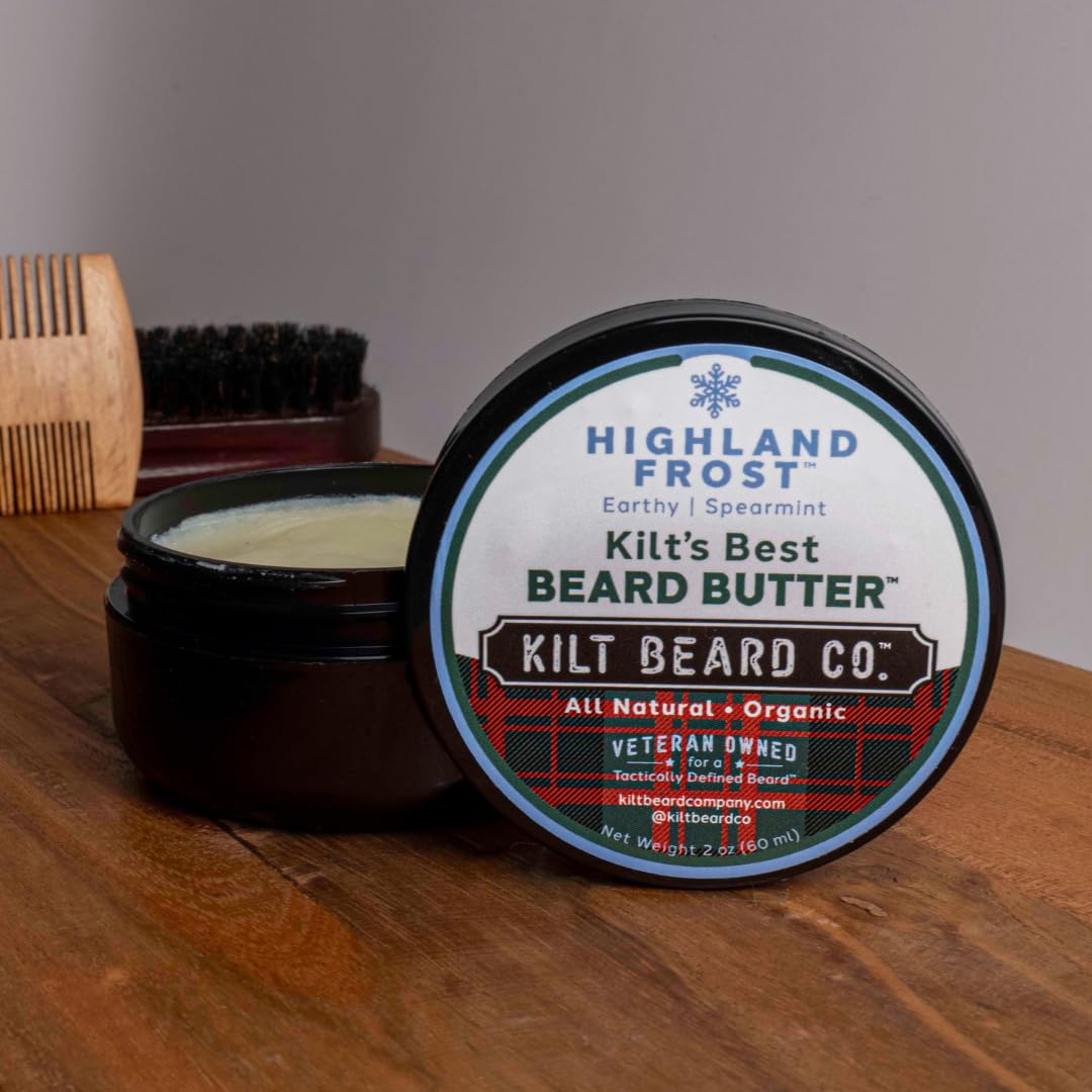Highlands Frost Beard Butter - All-Natural Beard Moisturizer & Conditioner with Shea & Mango Butter | Softens & Hydrates Dry Beards, Earthy Spearmint & Cypress Scent