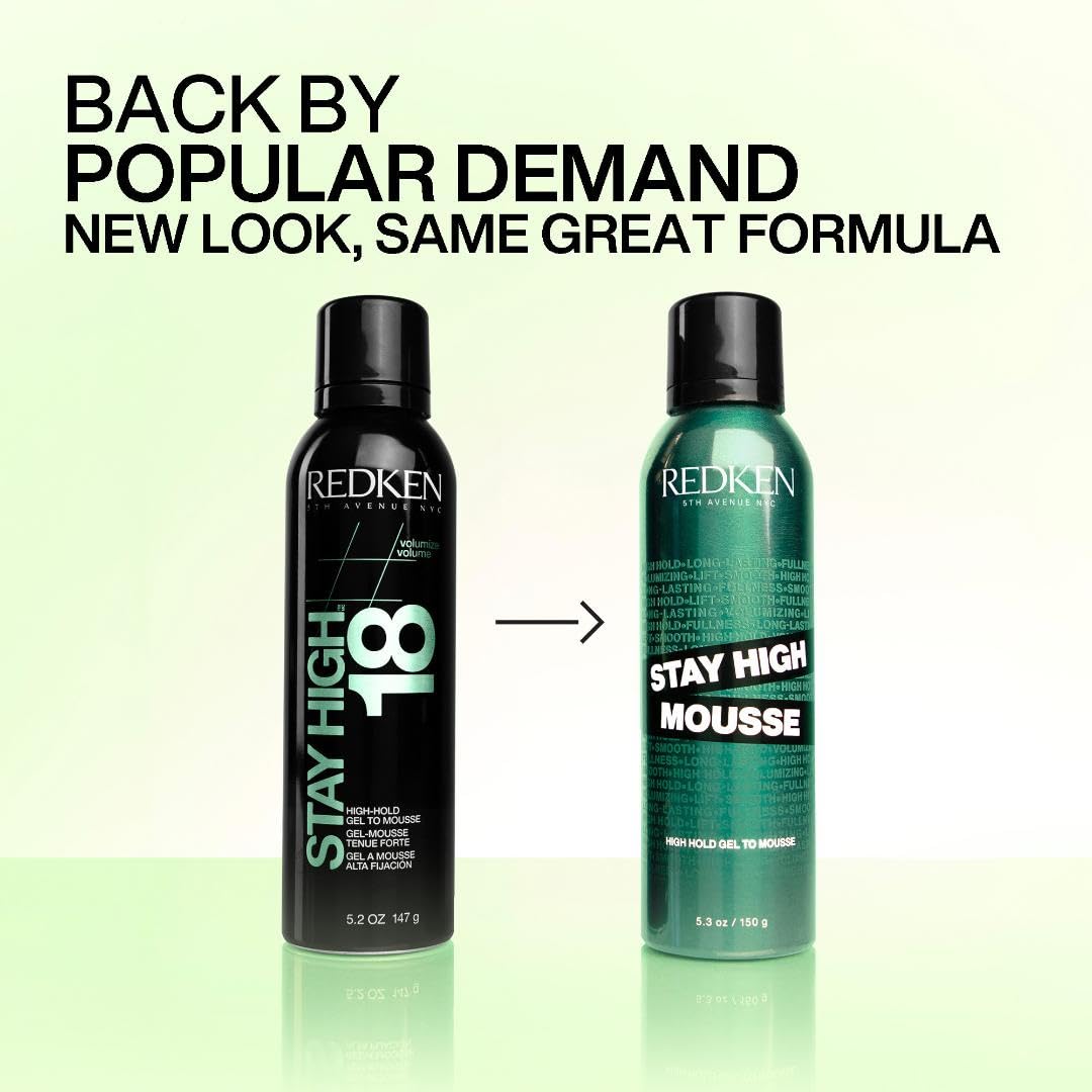 Redken Stay High Volumizing Mousse - Strong Hold for Fine Hair | 24-Hour Volume Boost