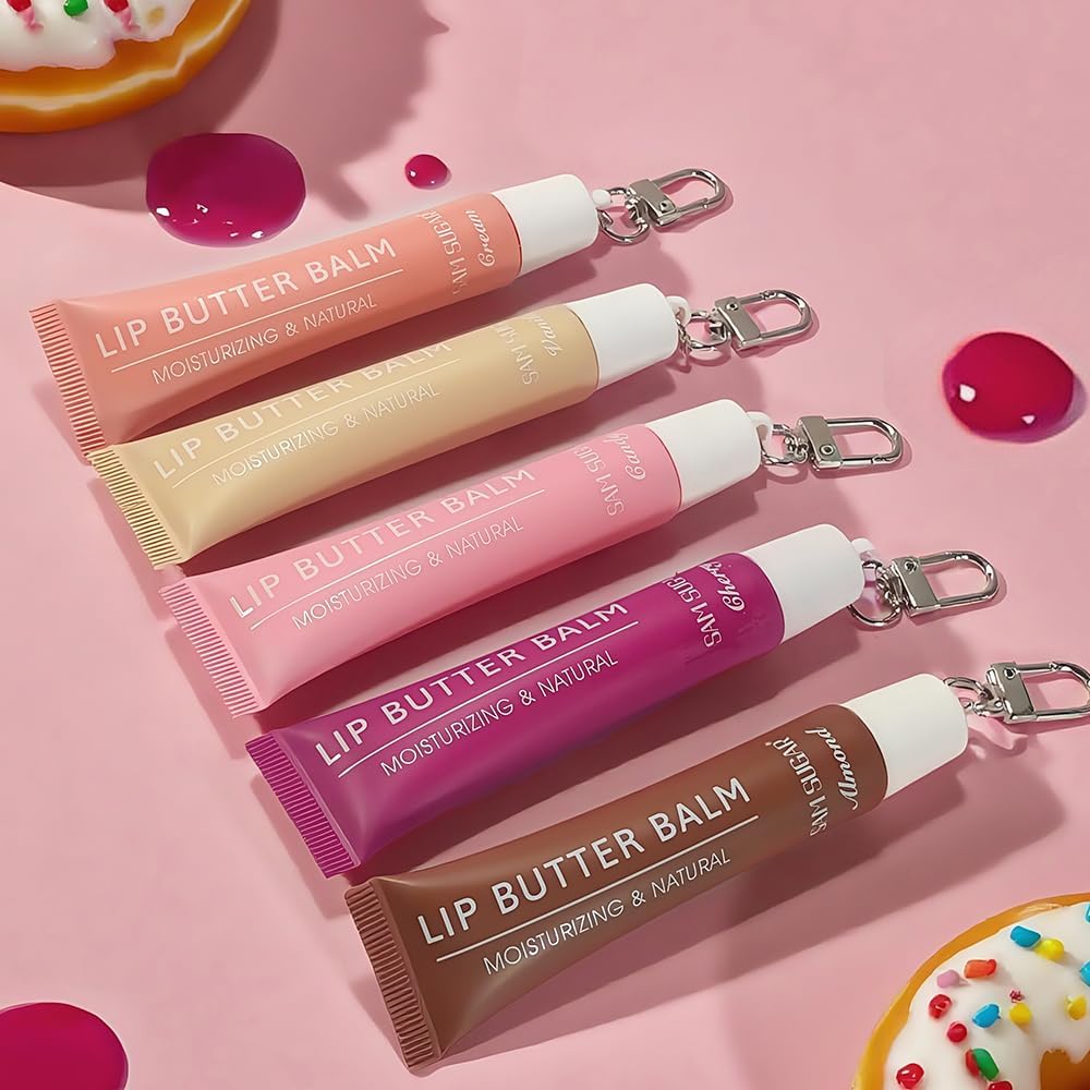 SAM SUGAR 5pcs Lip Balm Set - Hydrating Tinted Lip Gloss & Moisturizing Lip Butter for Dry Lips | Non-Sticky Care