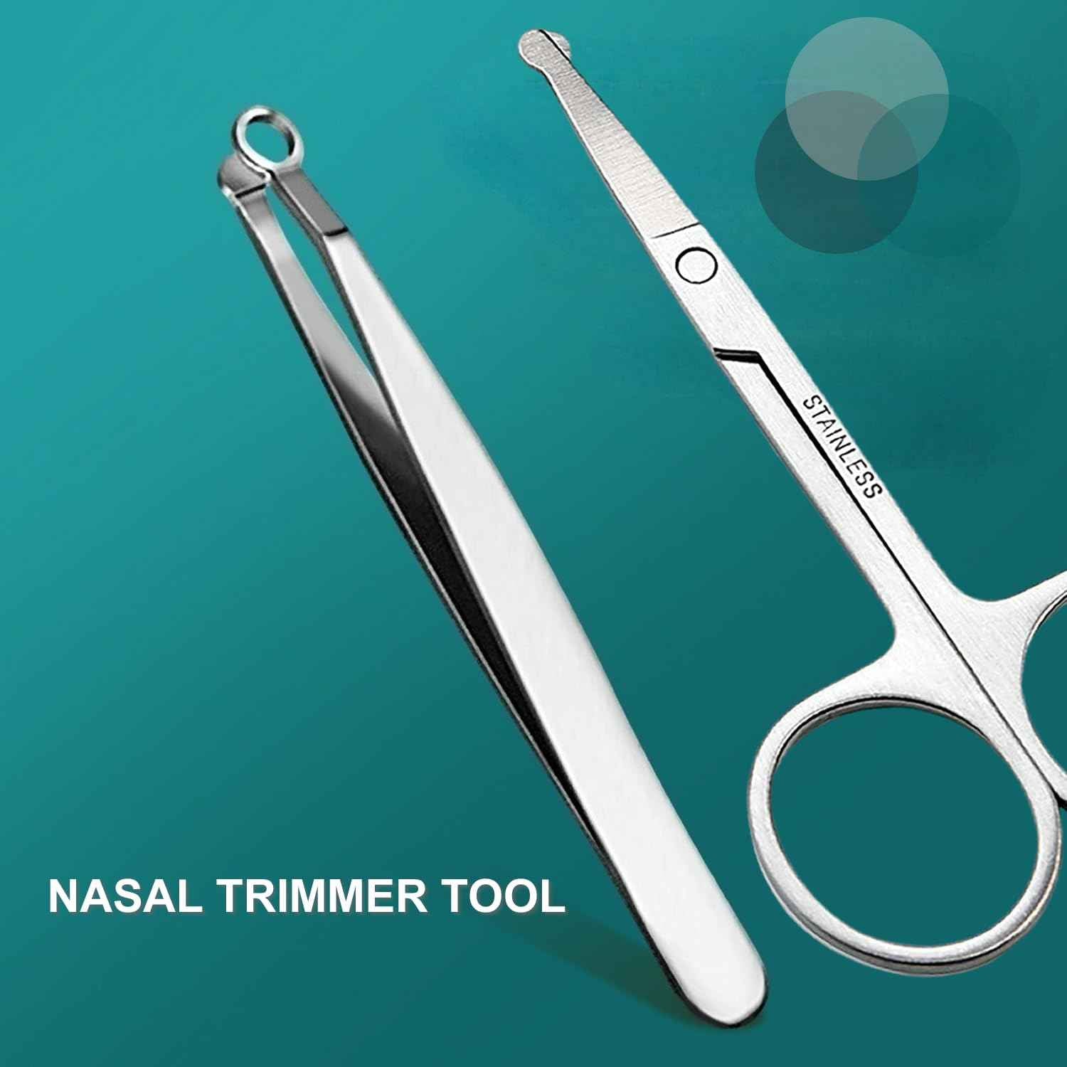 Nose Hair Trimmer Nose Hair Scissors, Hysotok Stainless Steel Nose Hair Clippers Friendly Round Tip, Easy Cut, Nose Hair Trimming Tweezers for Noses, Eyebrow for Men and Women