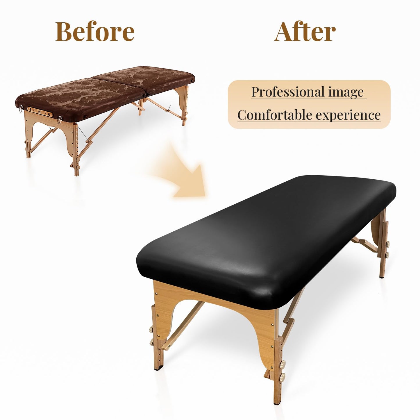 XIAROGEE Leather Massage Table Cover Wipeable Covers for Massage Table Waterproof Vinyl Replacement Bed Cover Protector for Lash/Spa (Black, 1)