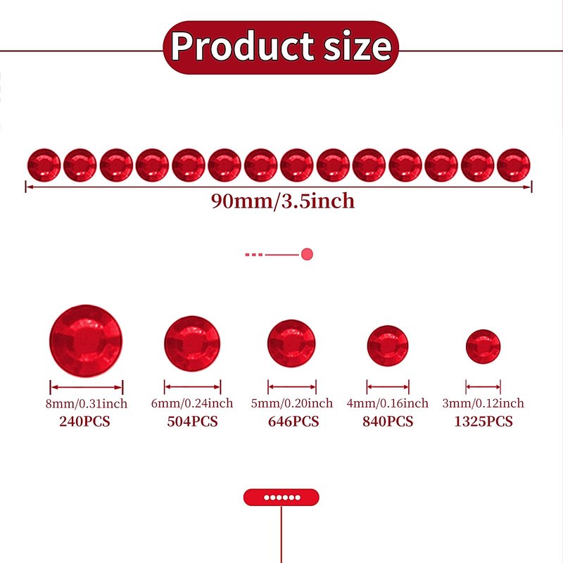 3555pcs Self Adhesive Face Gems for Makeup, Festival Jewels, Hair Gems, Rhinestone Stickers for Face, Eye, Makeup, Nail, Body, Crafts 5sheets (red-3/4/5/6/8mm)